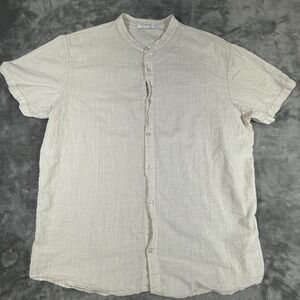 Made in Italy Men's Short Sleeve Off White Button Down Shirt 3XL (fits like L)